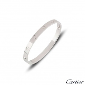 Cartier White Gold Plain Love Bracelet Size 16 B6035416 Cartier White Gold Plain Love Bracelet Size 16 B6035416
